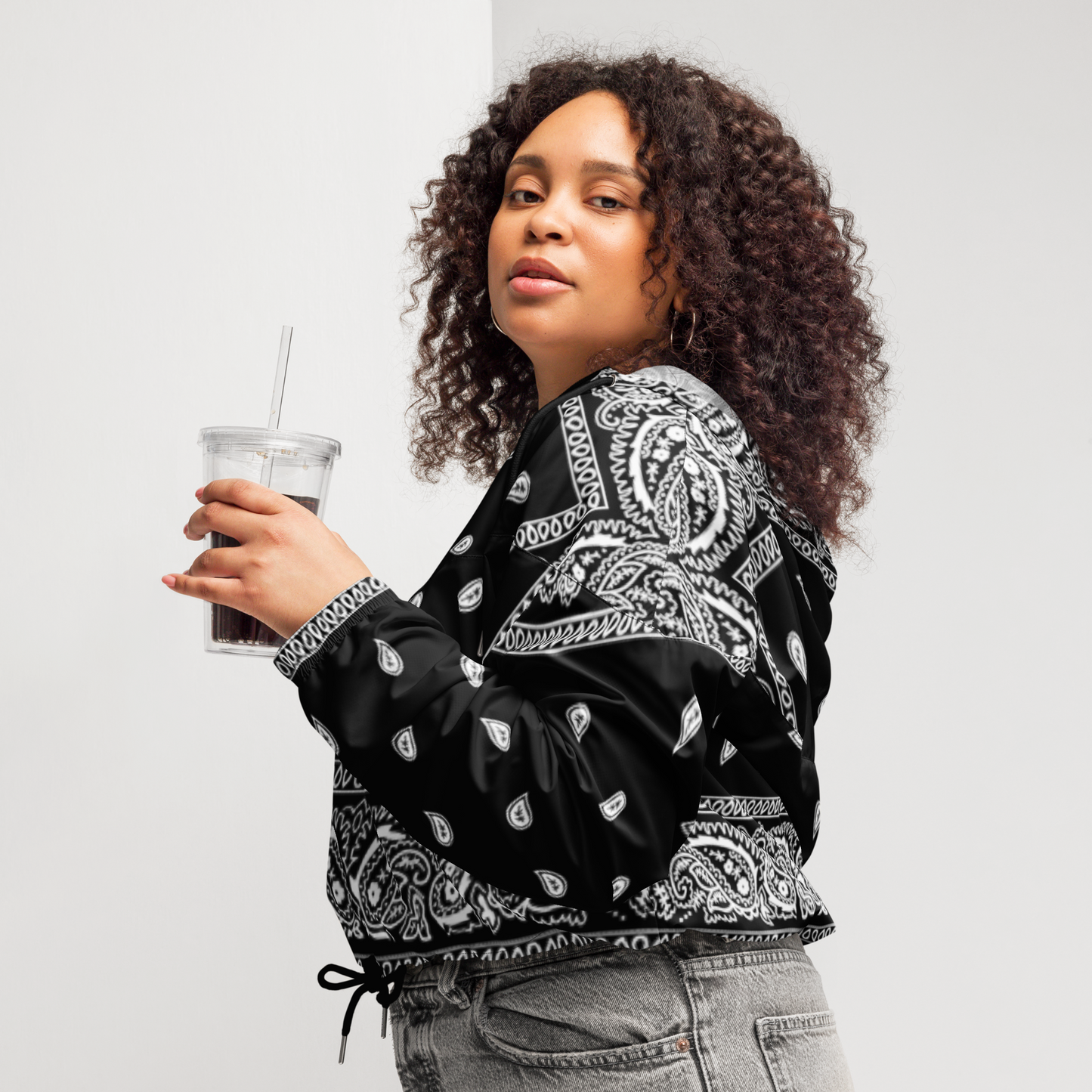 Women’s Paisley cropped windbreaker