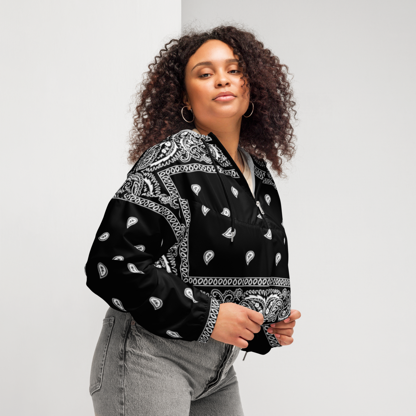 Women’s Paisley cropped windbreaker
