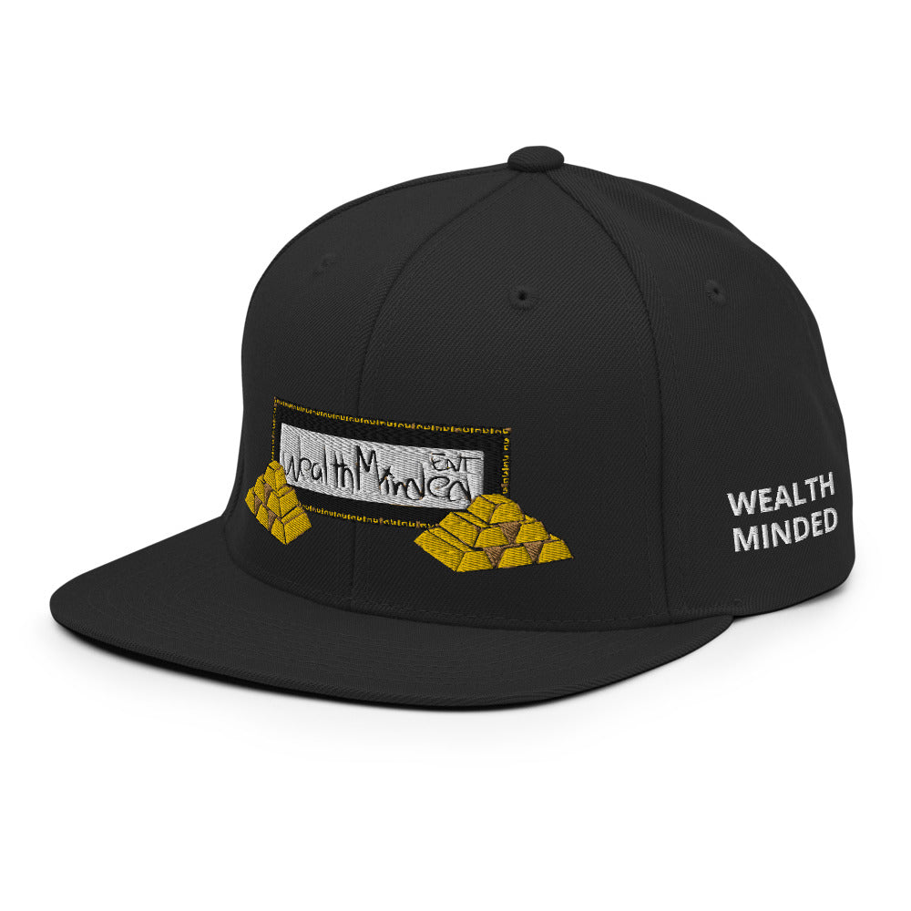 Wealth Minded Embroidered Snapback Hat.