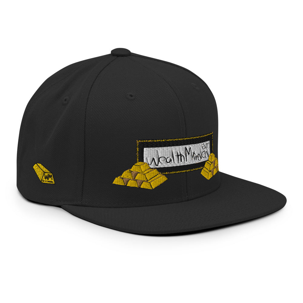 Wealth Minded Embroidered Snapback Hat.