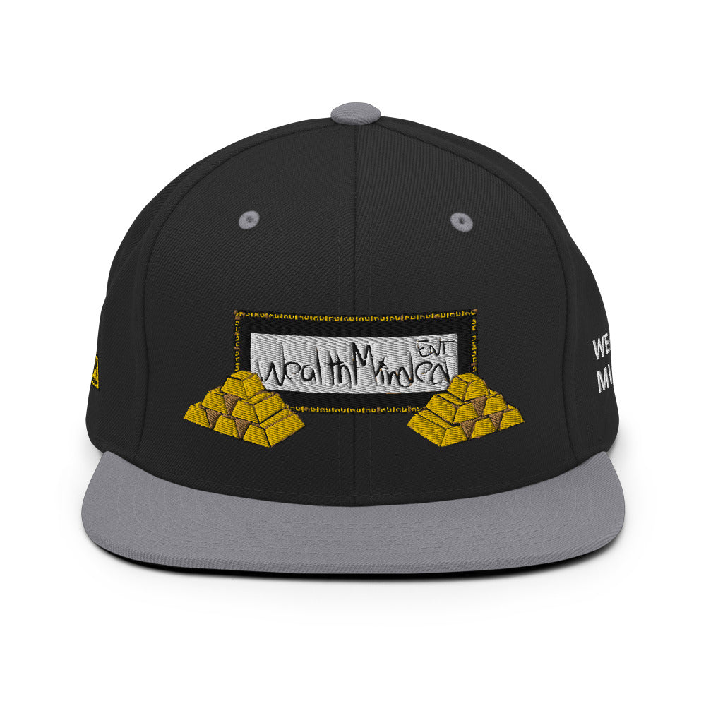 Wealth Minded Embroidered Snapback Hat.