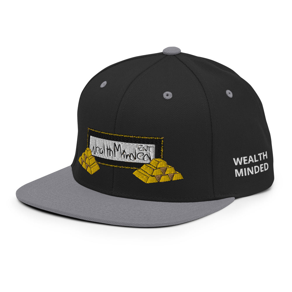 Wealth Minded Embroidered Snapback Hat.